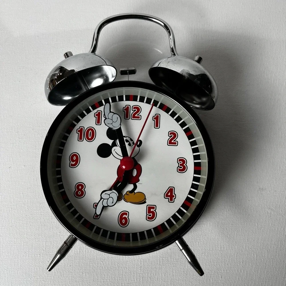Vintage Disney Mickey Mouse Twin‎ Bell Alarm Clock Analog Retro Tested Working